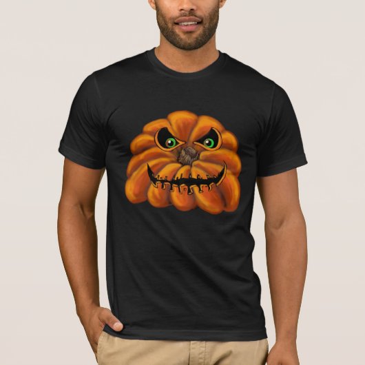 schwarzer T - Shirt, Jack-o-Lantern, T-Shirt (Vorderseite)