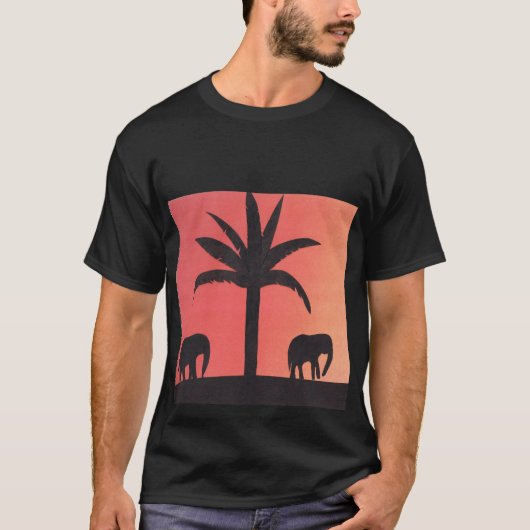 Schwarzer T - Shirt mit Elefantendesign (Vorderseite)