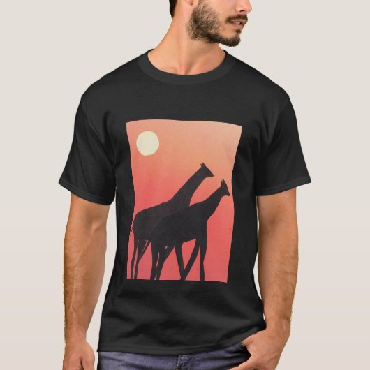 Schwarzer T - Shirt mit Giraffendesign (Vorderseite)