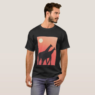 Schwarzer T - Shirt mit Giraffendesign