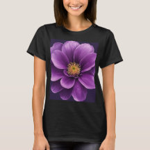 Schwarzer T - Shirt mit Lila Blume drucken