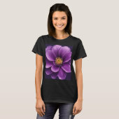 Schwarzer T - Shirt mit Lila Blume drucken (Vorne ganz)