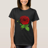 Schwarzer T - Shirt mit Rote Rose (Vorderseite)