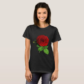 Schwarzer T - Shirt mit Rote Rose (Vorne ganz)