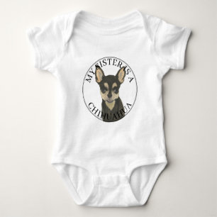 Schwarzer Tan Chihuahua Hund große Schwester Baby Strampler