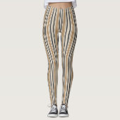 Schwarzer Tan und weiße vertikale Streifen Leggings (Vorderseite)