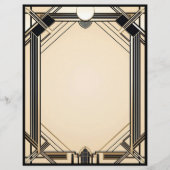 Schwarzer Tan und White Art Deco Rahmen Briefbogen (Vorderseite)