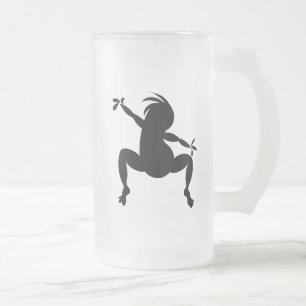 Schwarzer tanzender Kokopelli Mattglas Bierglas