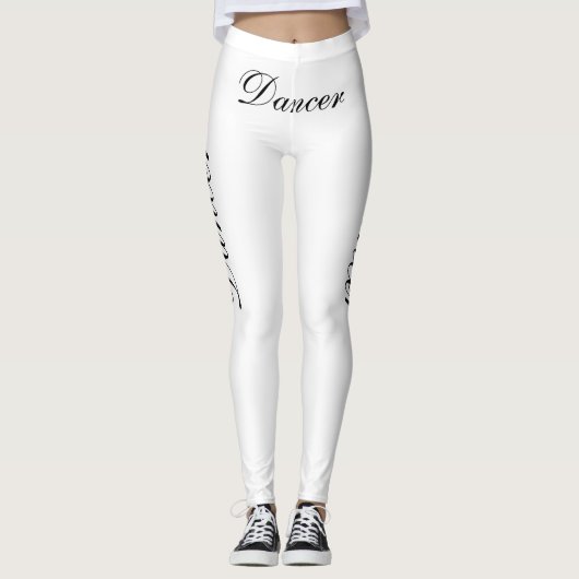 Schwarzer Tänzer auf Weiß Leggings (Vorderseite)