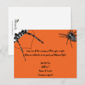 Schwarzer Tarantula-Spinne auf Orange Halloween Einladung (Vorne/Hinten)