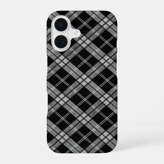 Schwarzer Tartan iPhone 16 Hülle (Rückseite)