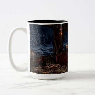 Schwarzer Tasse Schneefenster Speisesaal