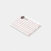 Schwarzer Tatzen-Druck und rotes Herz Post-it Klebezettel (angewinkelt)