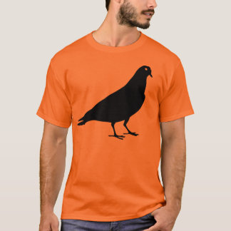 Schwarzer Tauben-Vogel-Druck T-Shirt