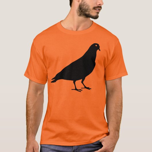 Schwarzer Tauben-Vogel-Druck T-Shirt (Vorderseite)