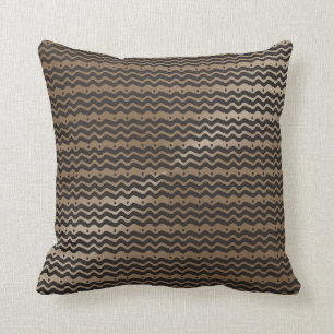 Schwarzer Taupe-Zickzack modernes Muster Kissen