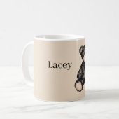 Schwarzer Teddybär aus Kunstspitze Kaffeetasse (Vorderseite Links)