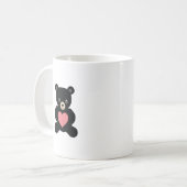 Schwarzer Teddybär mit Herz Kaffeetasse (Vorderseite Links)
