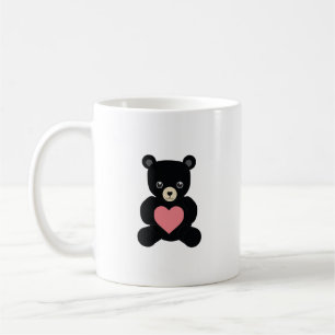 Schwarzer Teddybär mit Herz Kaffeetasse