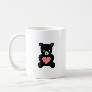 Schwarzer Teddybär mit Herz Kaffeetasse