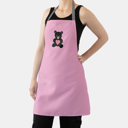 Schwarzer Teddybär mit Herz Schürze (InSitu)