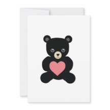 Schwarzer Teddybär mit Herzkarte