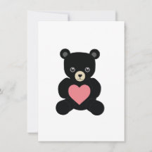 Schwarzer Teddybär mit Herzkarte