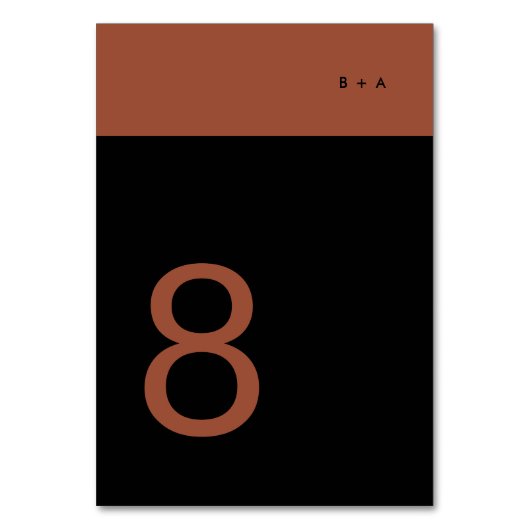 Schwarzer Terracotta Schlichter Streifen Premium E Tischnummer (Vorderseite)