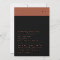 Schwarzer Terracotta Strip Monogram Wedding Einlad