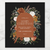 Schwarzer Terracotta Weihnachten Botanischer Elega Weinetikett (Einzelnes Label)