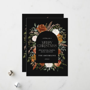 Schwarzer Terrakotta-Foto botanischer, eleganter B Feiertagskarte