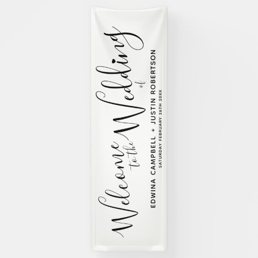 Schwarzer Text auf weißer Begrüßung Banner (Vertikal)