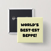 Schwarzer Text Beste Beppe T - Shirt und Geschenke Button (Vorne & Hinten)