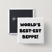 Schwarzer Text Beste Beppe T - Shirt und Geschenke Button (Vorne & Hinten)