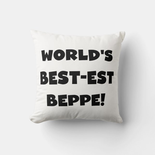 Schwarzer Text Beste Beppe T - Shirt und Geschenke Kissen (Vorderseite)