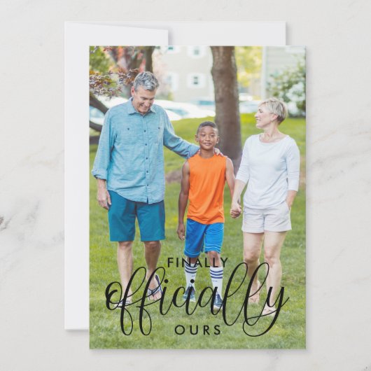 Schwarzer Text Endlich Offiziell unsere Foto-Adopt Ankündigung (Vorderseite)