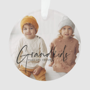 Schwarzer Text   Enkelkinder machen Life Grand Fot Ornament