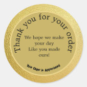 Schwarzer Text in Gold - Monogramm | Runder Aufkleber (Vorderseite)