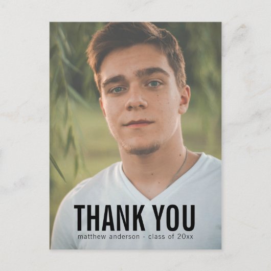 Schwarzer Text Male Vielen Dank Abschluss Postkart Postkarte (Vorderseite)