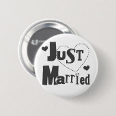 Schwarzer Text mit dem Herzen gerade verheiratet Button (Vorne & Hinten)