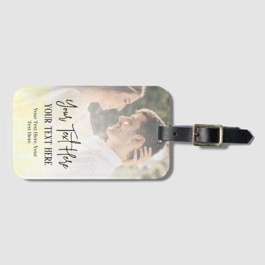 Schwarzer Text mit Vintagem Foto Gepäckanhänger (Vorderseite (Horizontal))