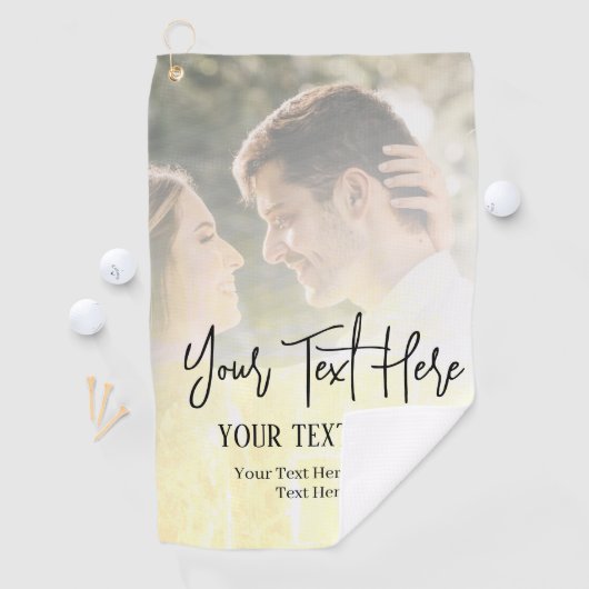 Schwarzer Text mit Vintagem Foto Golfhandtuch (Insitu)