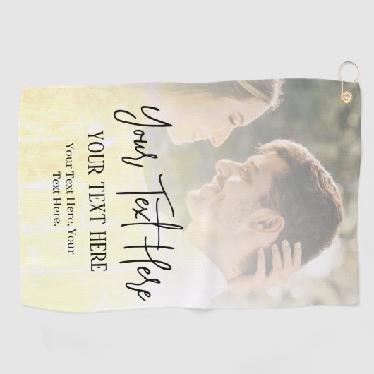 Schwarzer Text mit Vintagem Foto Golfhandtuch (Horizontal)