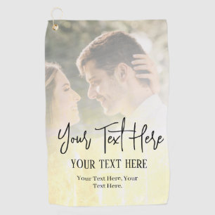 Schwarzer Text mit Vintagem Foto Golfhandtuch