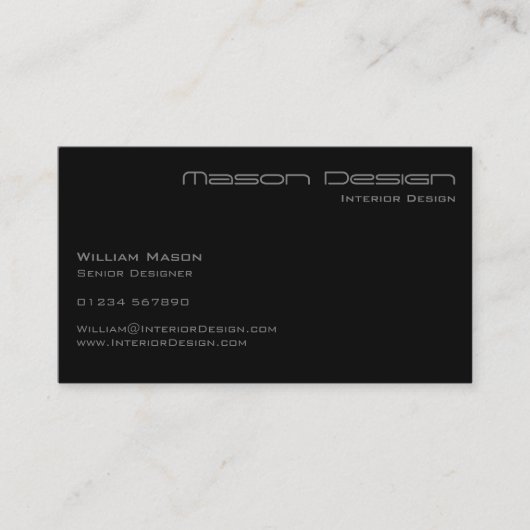 Schwarzer Text nur moderne, minimalistische Visite Visitenkarte (Vorderseite)