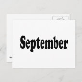 Schwarzer Text September Postkarte (Vorne/Hinten)