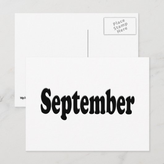 Schwarzer Text September Postkarte (Vorne/Hinten)
