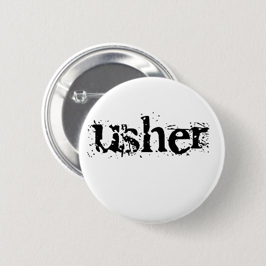 Schwarzer Text Ushers Button (Vorne & Hinten)