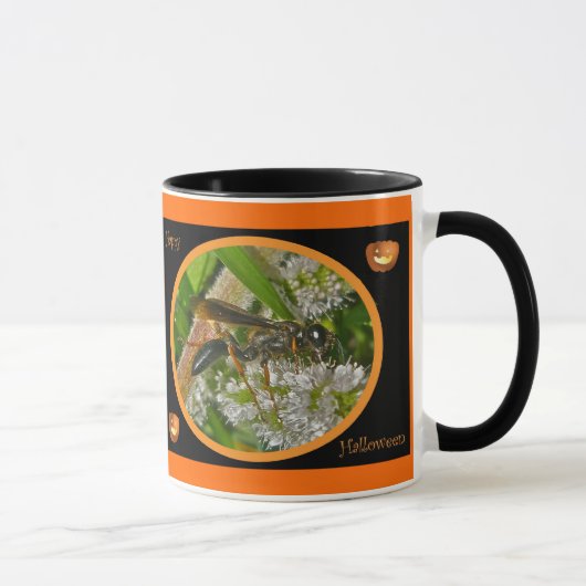 Schwarzer Thread-Waist-Wasp-Halloween-Tasse Tasse (Rechts)