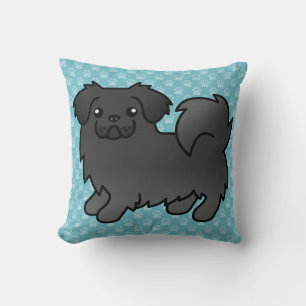 Schwarzer Tibet-Spaniel-Cartoon-Hund Kissen